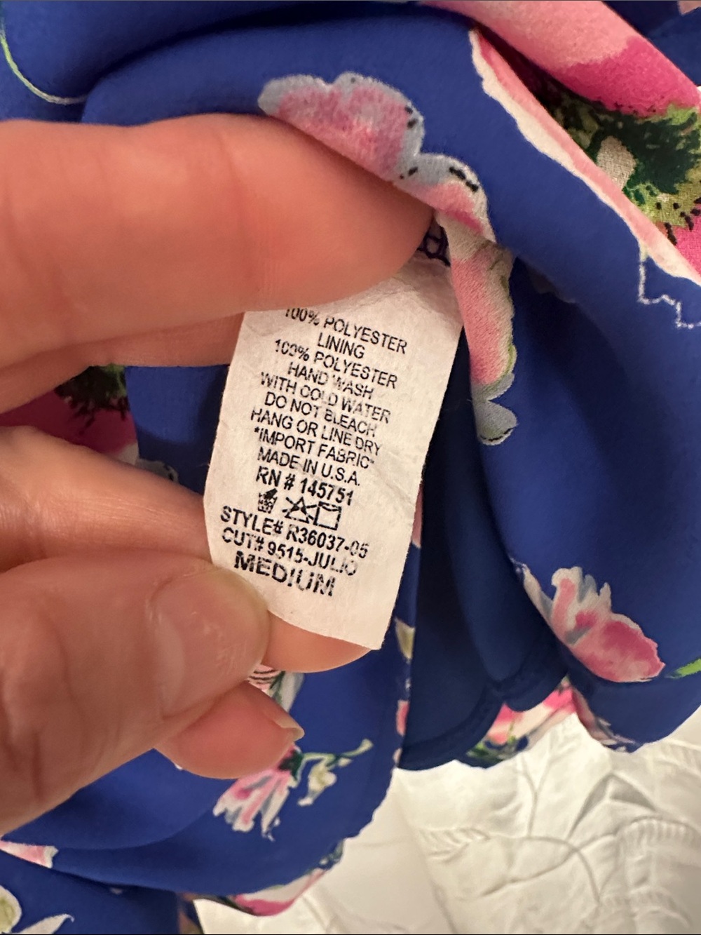 Peach Love California Blue Off-Shoulder Floral Romper with Pink Blooms - Picture 3 of 12